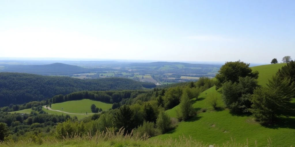 Landschaftspark Hoheward mit grünen Hügeln und Aussichtspunkten.