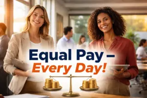 Equal Pay – Every Day!: Zwei berufstätige Frauen stehen für gerechte Bezahlung und Entgeltgleichheit im modernen Arbeitsumfeld.